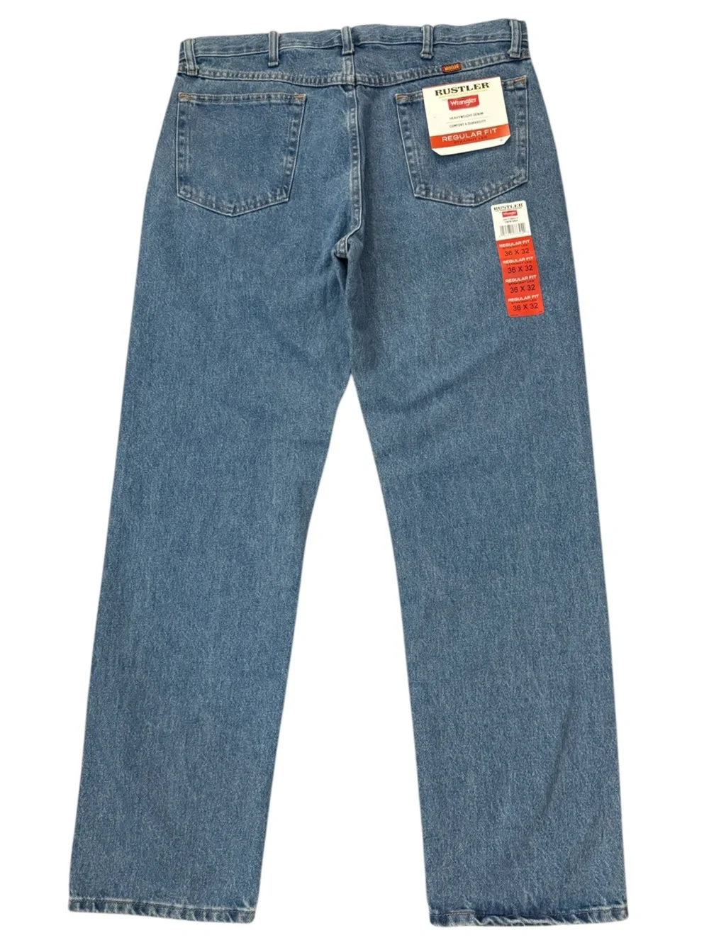 NWT Rustler by Wrangler Regular Fit Straight Leg Jeans Men’s 36x32 100% Cotton